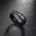 Pack Of 2 Unique heartbeat design charm Ring steenles Steel  band rings For Unisex