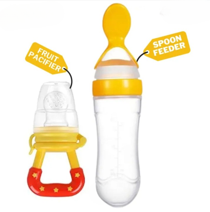 Food Pacifier + Feeder Spoon/ Fresh Fruit Food Baby , Feeding Safe Fruit Feeder (random color)