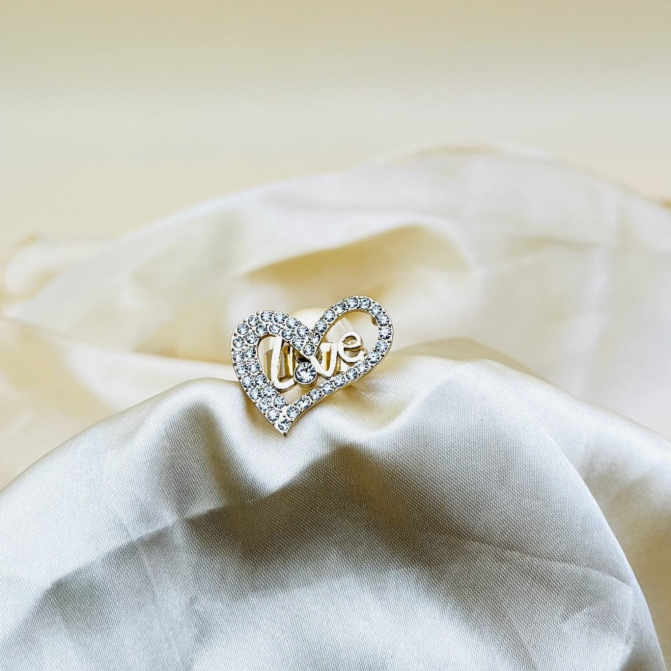 1 Piece Imported Radiant Love Heart Crystal Ring - Shimmer with Elegance | Luxurious Design Ring | Adjustable Ring | Ring For Girls &amp; Women