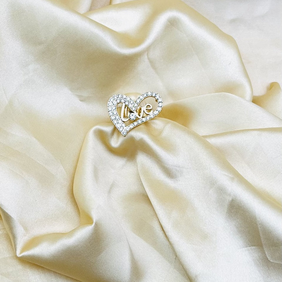 1 Piece Imported Radiant Love Heart Crystal Ring - Shimmer with Elegance | Luxurious Design Ring | Adjustable Ring | Ring For Girls &amp; Women
