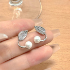 Beautiful Korean Leaf Pearl Earings / Daily Life Earring Accessories For Women