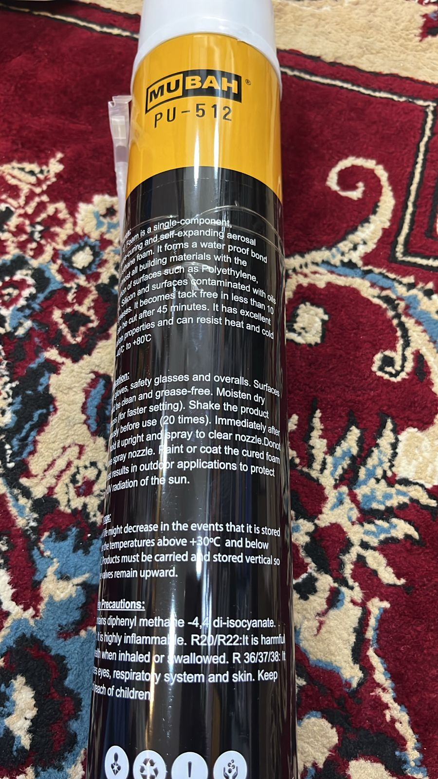 Mubah PU Foam Spray 750ml – Multipurpose Expanding Foam for Gaps, Joints, and Crack Filling | PU 512 High-Performance Sealant