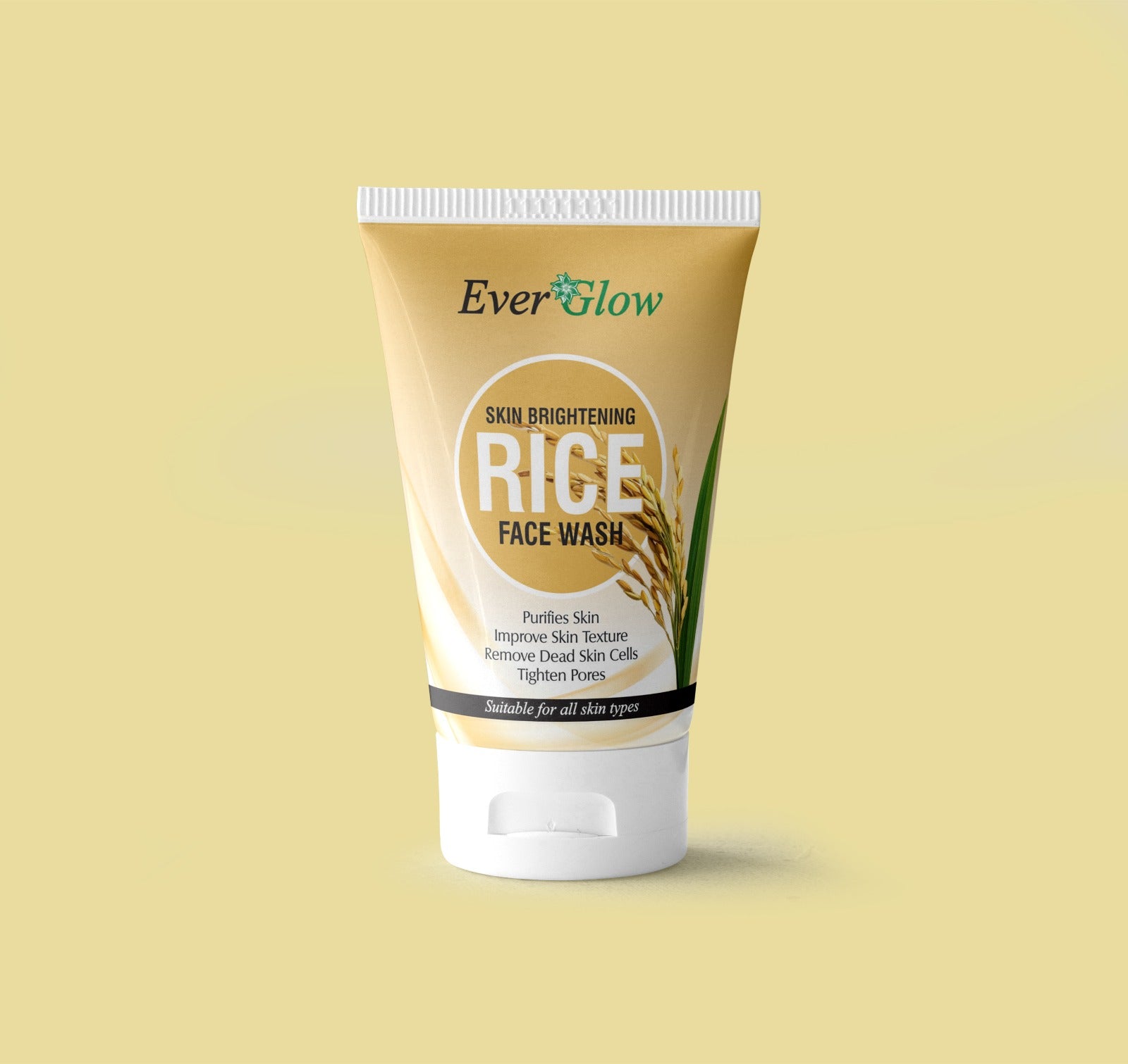 EverGlow Skin Brightening Rice Face Wash 120 ML - Purifies, Improves Texture, Exfoliates, Tightens Pores - For All Skin Types | Face Wash | Rise Face Wash