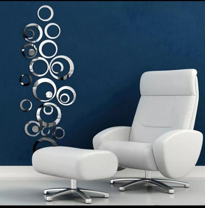 24 pcs Acrylic Mirror 3D Wall Stickers Living Room Personalized Interior Decoration