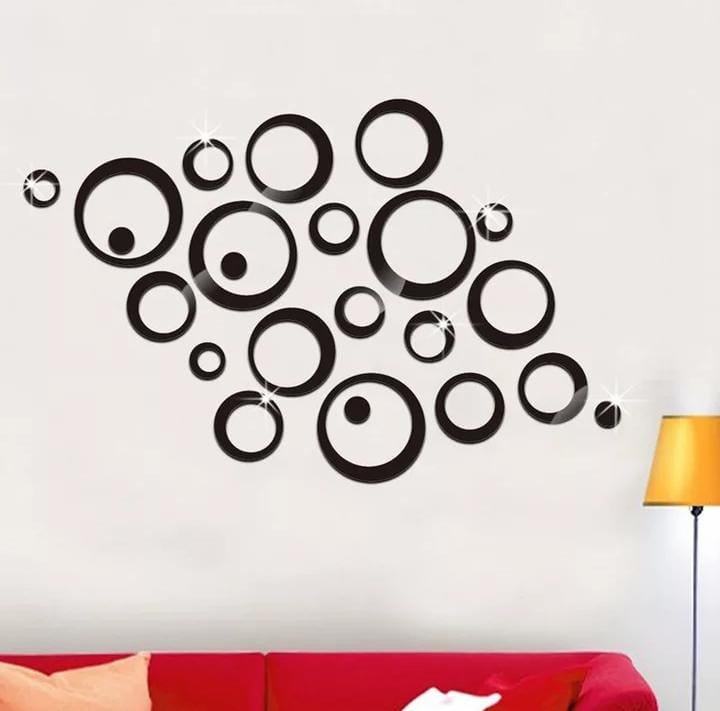 24 pcs Acrylic Mirror 3D Wall Stickers Living Room Personalized Interior Decoration