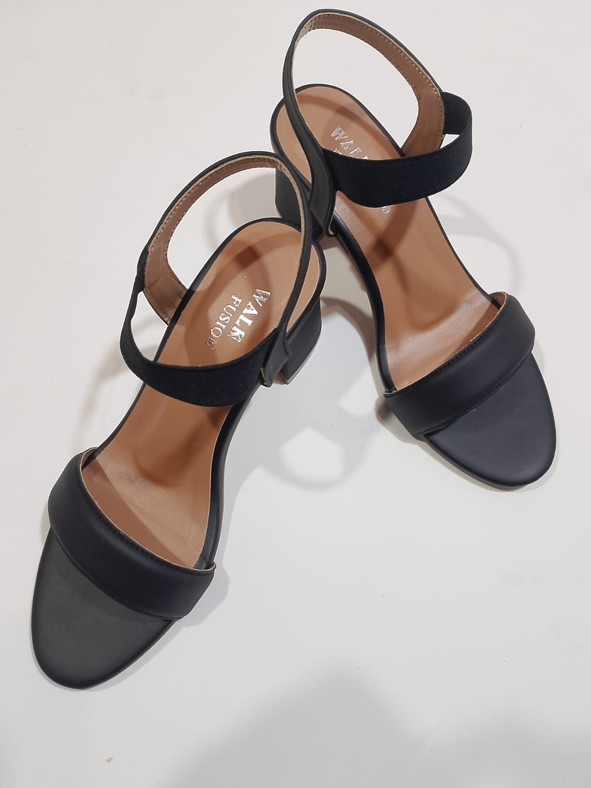 Women's Black Heel Sandals | Open Toe with Comfortable Strap Design – Black