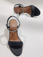 Women’s Black Block Heel Sandals with Sparkling Rhinestone Straps | Elegant Party &amp; Casual Footwear