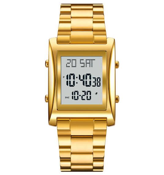 Skmei Men’s Digital Square Watch – Stainless Steel Chain, Quartz Movement, Without box