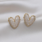 Zircon Heart Stud Earrings – Trendy Korean Fashion Jewelry for Girls &amp; Women