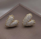 Zircon Heart Stud Earrings – Trendy Korean Fashion Jewelry for Girls &amp; Women