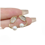 Leaf Pearl Earrings - Classy and Feminine Jewelry for Daily &amp; Party Wear - Studs For Girls And Womens