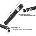 Special Edition High-Power 303 Green Laser Pointer with Adjustable Focus, 8 Designs &amp; Shapes, 5km Range – Rechargeable Battery, Charger &amp; Safety Lock