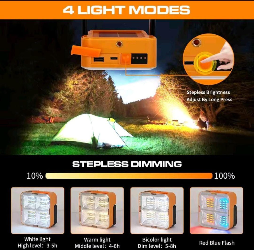 Outdoor Portable LED Solar Floodlight – Rechargeable 500W Spotlight Lantern for Camping, Emergency &amp; Search Lighting