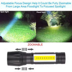 Super Bright USB Rechargeable Plastic Flashlight with Side Light – Compact, Durable &amp; Powerful LED Torch