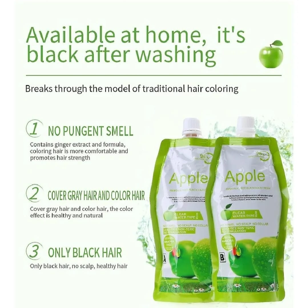 Apple Hair Color 500 ml Ammonia-Free Dark Brown Hair Color Cream – Natural-Looking Coverage with Nourishing Formula
