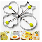 4PCs Stainless Steel Egg Ring Mold Set – Fun Shaped Fried Egg &amp; Pancake Moulds (Star, Heart, Flower, Circle) for Creative Cooking