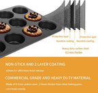 6-Cup Muffin Pan – Non-Stick Carbon Steel Cupcake Baking Tray | Heavy Duty Standard Bakeware for Muffins, Cakes, Mini Pies &amp; More