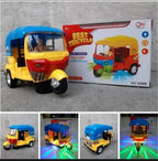 Musical Electric Tricycle Rickshaw Toy for Kids – Battery Operated with Front &amp; Rear Lights, Music, Durable Plastic Build, (Multi-Color)