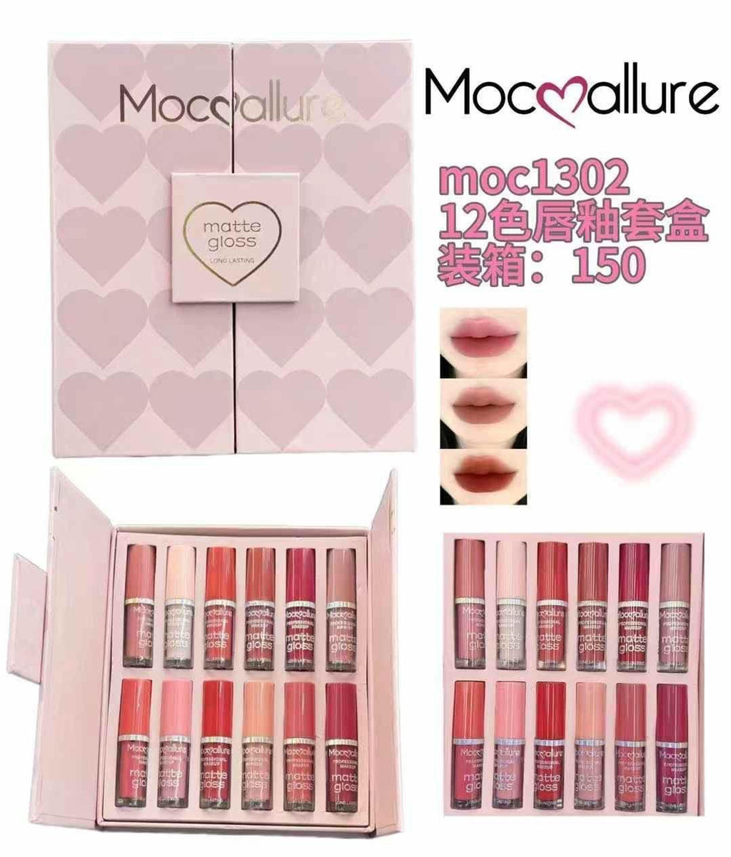 Mocallure 12-Piece High Pigment Lip Gloss Set | Rich &amp; Vibrant Shades – Pink, Red, Peach, Nude &amp; Maroon | Smooth Liquid Texture, Long-Lasting Shine for Any Occasion