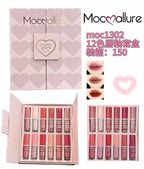 Mocallure 12-Piece High Pigment Lip Gloss Set | Rich &amp; Vibrant Shades – Pink, Red, Peach, Nude &amp; Maroon | Smooth Liquid Texture, Long-Lasting Shine for Any Occasion