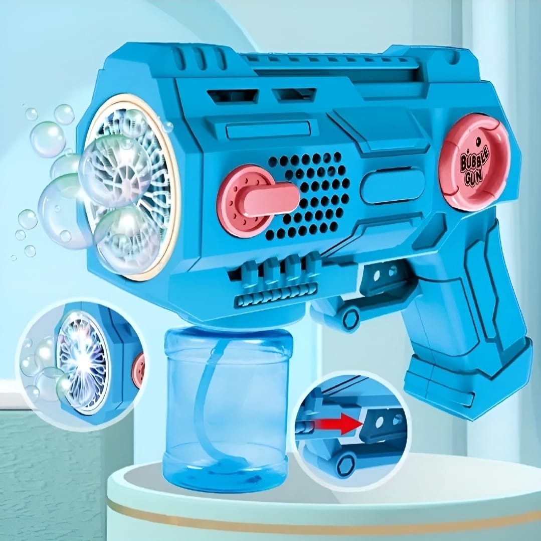 Children’s Handheld Porous Electric Bubble Gun with Lights &amp; Music – Automatic Mess-Free Bubble Blower with Bottle Fix System for Indoor/Outdoor Play, Pool Parties, Birthdays &amp; Special Events (Random Color)