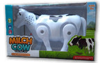 Funny Walking Musical Milch Cow Toy for Kids – Black &amp; White Electric Animal with Lights, Sound &amp; Moving Tail