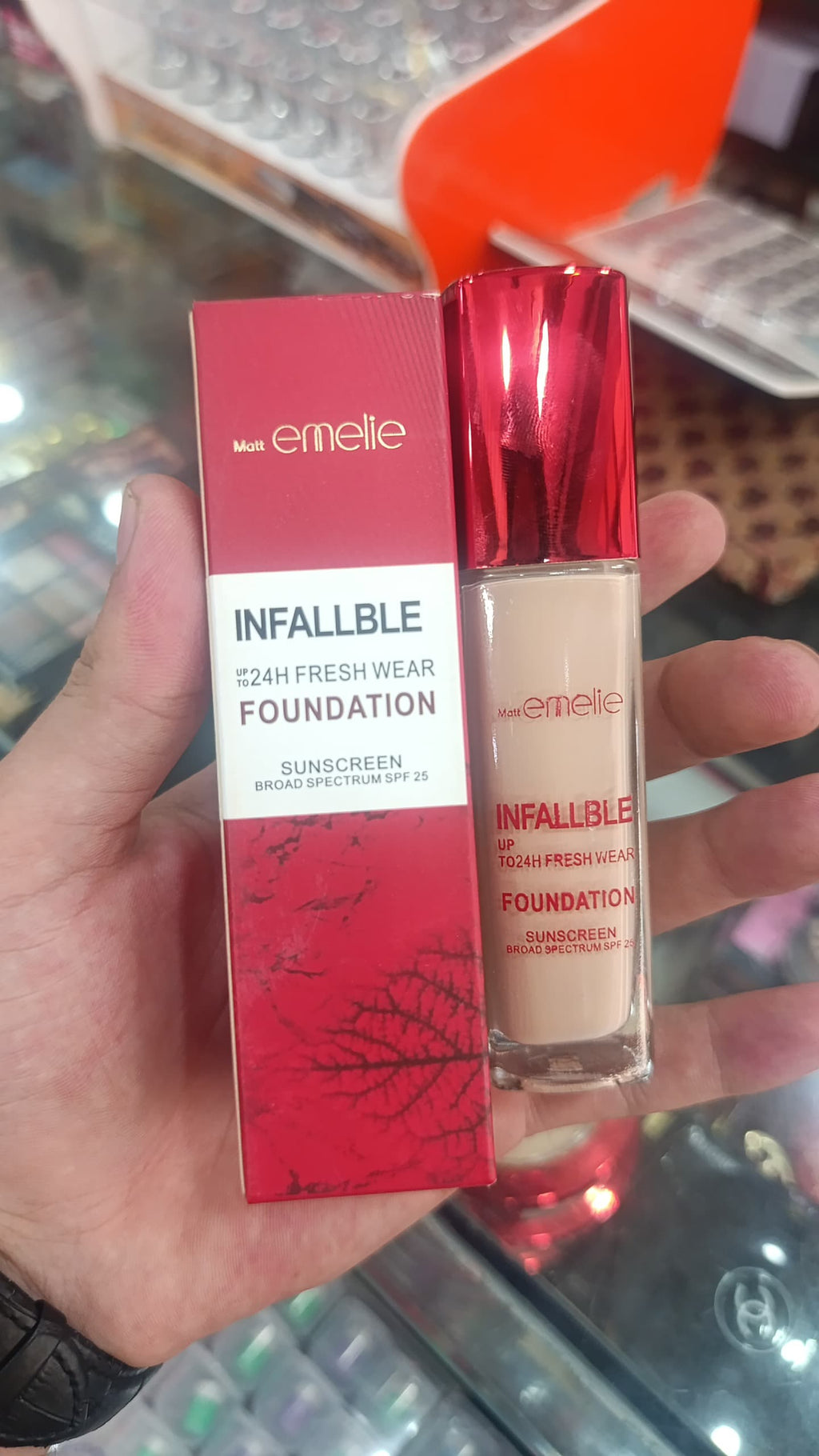Emelie Cosmetics Infallible 24H Fresh Wear Foundation – Natural Matte Finish, Long-Lasting, Waterproof, Sweat &amp; Heat Proof with SPF 25