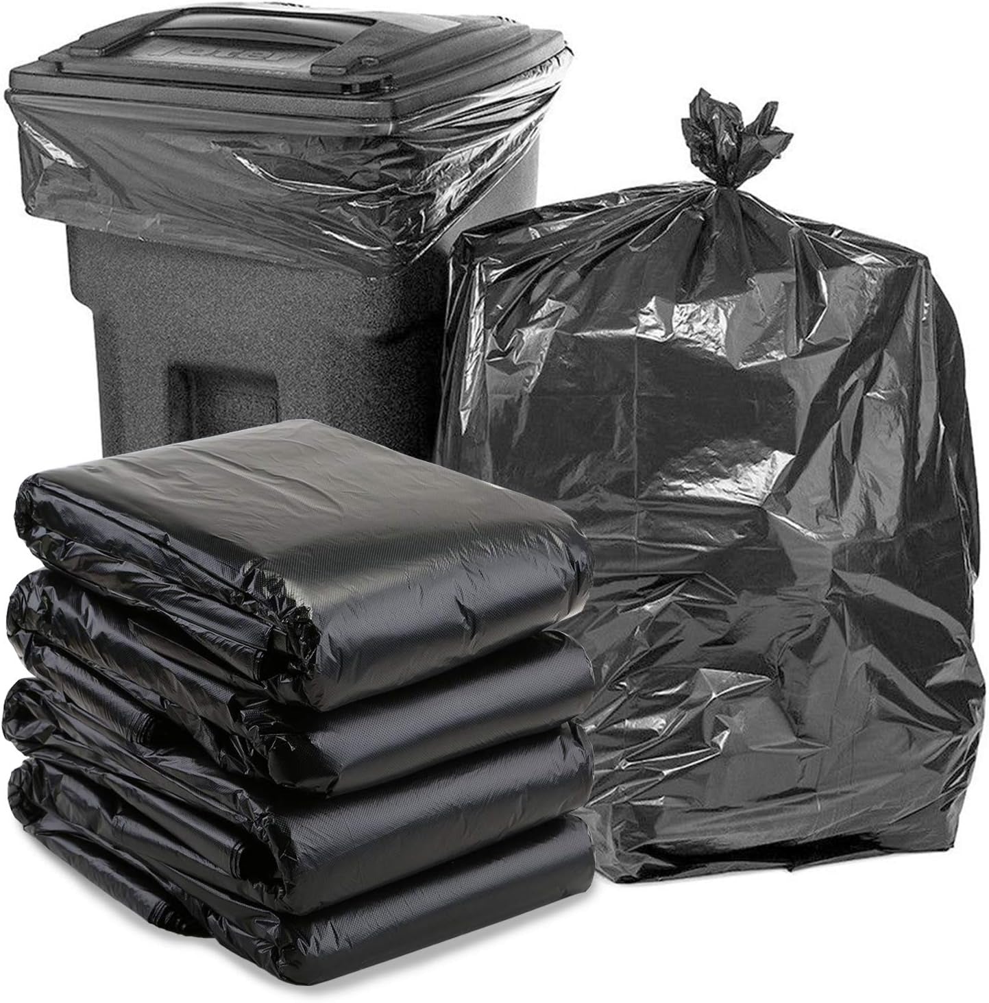 Black Garbage Bags Roll – Leak Proof, Heavy Duty Disposable Trash Bags for Dustbin, Diapers, Waste &amp; Storage, Portable Plastic Bin Bags