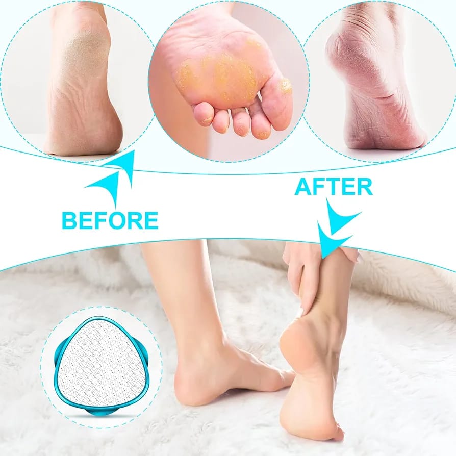 2 in 1 Double-Sided Nano Glass Callus Remover &amp; Crystal Hair Eraser – Safe &amp; Quick Foot File, Dead Skin &amp; Hard Callus Remover, Painless Epilator for Women, Portable Pedicure Tool (Random Color)