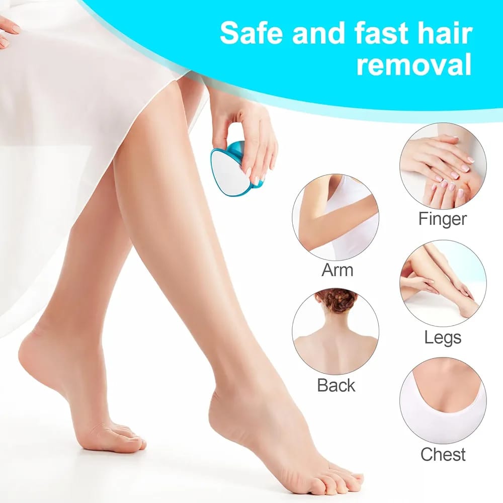 2 in 1 Double-Sided Nano Glass Callus Remover &amp; Crystal Hair Eraser – Safe &amp; Quick Foot File, Dead Skin &amp; Hard Callus Remover, Painless Epilator for Women, Portable Pedicure Tool (Random Color)
