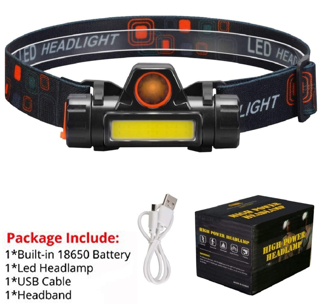 Rechargeable High Power LED Headlamp – Waterproof Headlight with Adjustable Brightness, Magnetic Side &amp; Ergonomic Strap for Camping, Hiking, Fishing &amp; Outdoor Use
