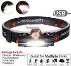 Rechargeable High Power LED Headlamp – Waterproof Headlight with Adjustable Brightness, Magnetic Side &amp; Ergonomic Strap for Camping, Hiking, Fishing &amp; Outdoor Use