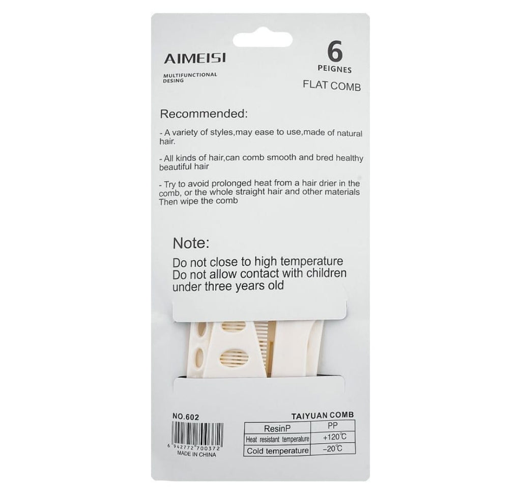 Aimeisi Multifunctional Hair Comb Set – 6 Pcs Durable Styling Combs for Medium to Long Hair