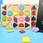 Colorful Geometric Shapes Wooden Cognitive Board Puzzle – Educational Learning Toy for Kids (1–3 Years, Safe &amp; Durable)