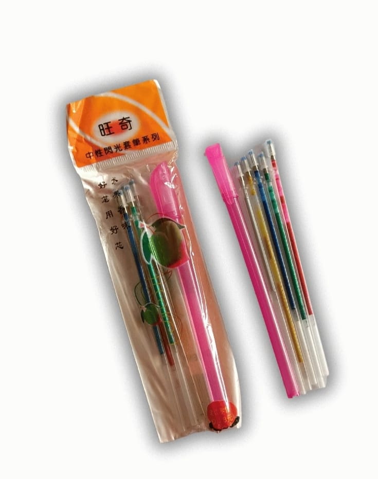 Glitter Gel Pen Refills Set – 5 Multi-Colored Metallic Ink Refills for Smooth Writing &amp; Creative Art