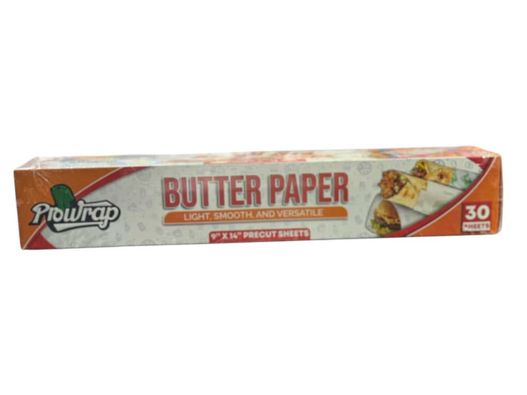 Prowrap Butter Paper – 9" x 14" Precut Sheets (30 Pcs) | High-Quality Waterproof &amp; Grease-Resistant Food Wrap | Thicker Than Market Standard