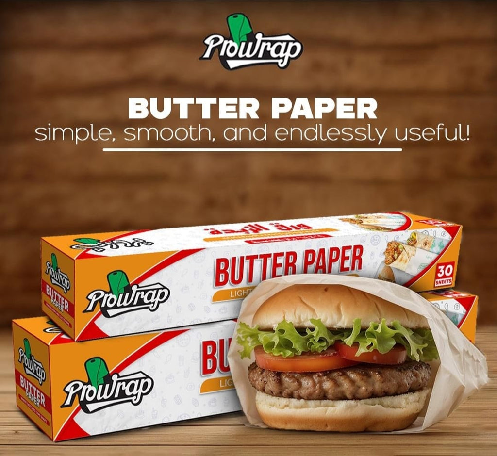 Prowrap Butter Paper – 9" x 14" Precut Sheets (30 Pcs) | High-Quality Waterproof &amp; Grease-Resistant Food Wrap | Thicker Than Market Standard