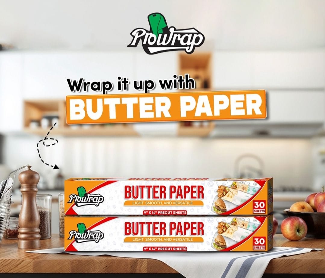 Prowrap Butter Paper – 9" x 14" Precut Sheets (30 Pcs) | High-Quality Waterproof &amp; Grease-Resistant Food Wrap | Thicker Than Market Standard