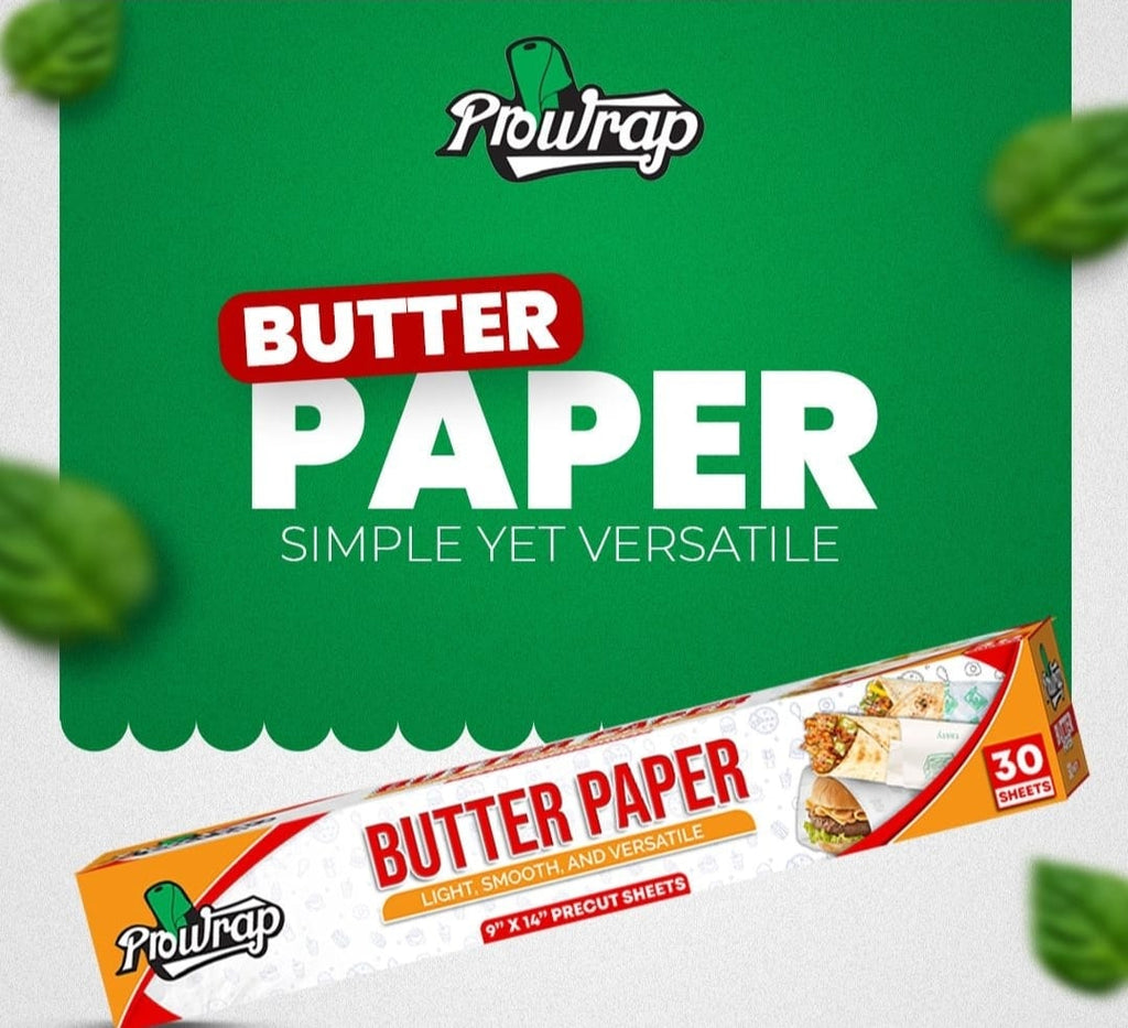 Prowrap Butter Paper – 9" x 14" Precut Sheets (30 Pcs) | High-Quality Waterproof &amp; Grease-Resistant Food Wrap | Thicker Than Market Standard