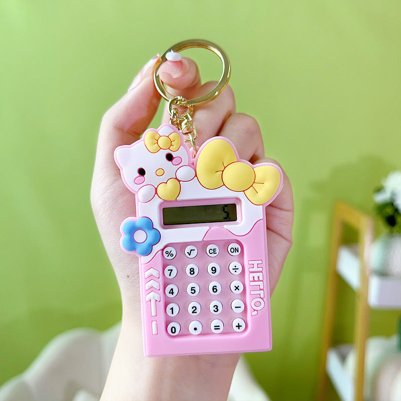Mini Calculator Keychain – Cute Pink Kawaii Cartoon Portable Calculator | School &amp; Student Supplies, Stationery Gift (Random color)