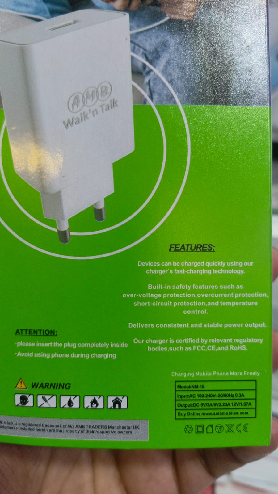 AMB Walk’n Talk 22.5W Super Fast Charger NM-18 – Quick Charge &amp; Smart Power Delivery Adapter with Built-in Safety System, FCC/CE/RoHS Certified