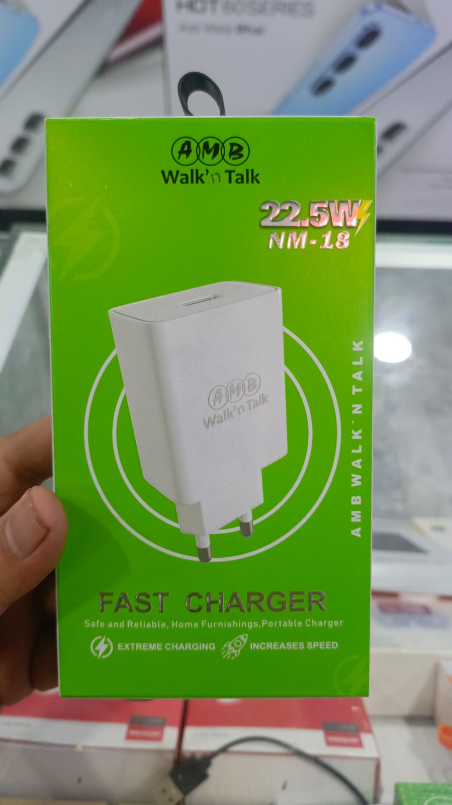 AMB Walk’n Talk 22.5W Super Fast Charger NM-18 – Quick Charge &amp; Smart Power Delivery Adapter with Built-in Safety System, FCC/CE/RoHS Certified