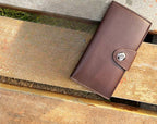 Tri-Fold Pure Leather Long Wallet for Men &amp; Women – Genuine Cow Leather Fashion Wallet with Multiple Card Slots, Cash &amp; Mobile Compartments – Stylish Smooth Pattern in Brown, Black &amp; Blue (18×9×2cm)