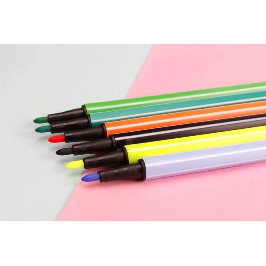 Set of 12 Flomaster Colors – Yellow/Bird Design – Kids Drawing &amp; Coloring Markers