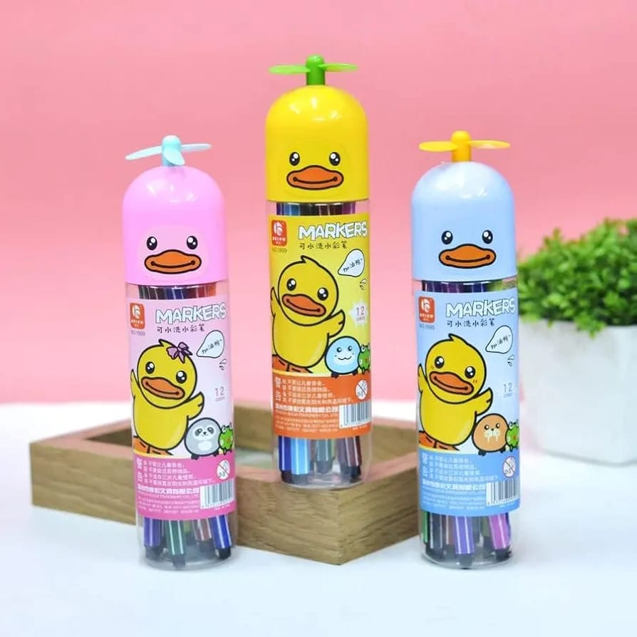 Set of 12 Flomaster Colors – Yellow/Bird Design – Kids Drawing &amp; Coloring Markers