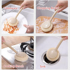 Multipurpose Fiber Cleaning Balls with Long Handle – Reusable Scrubbers for Kitchen &amp; Household Cleaning (1 Handle &amp; 3 Balls)(Random color)