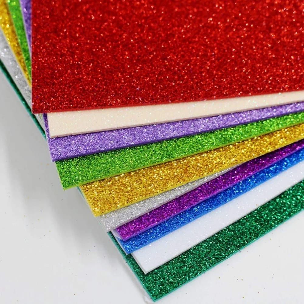 10PCS Glitter Foam Sheets – Premium A4 EVA Craft Adhesive Glitter Paper for DIY, Scrapbooking &amp; School Projects