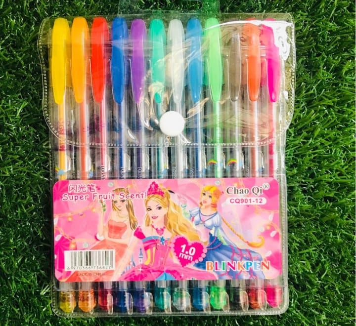 Fruit Scent Gel Glitter Pen – 1.0mm Smooth Writing with a Sparkle | Pack of 12