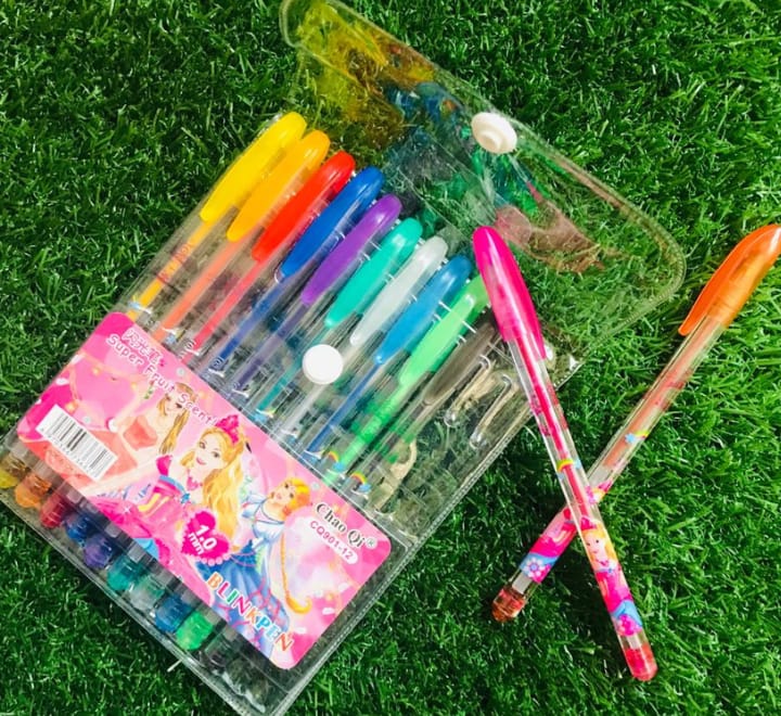 Fruit Scent Gel Glitter Pen – 1.0mm Smooth Writing with a Sparkle | Pack of 12