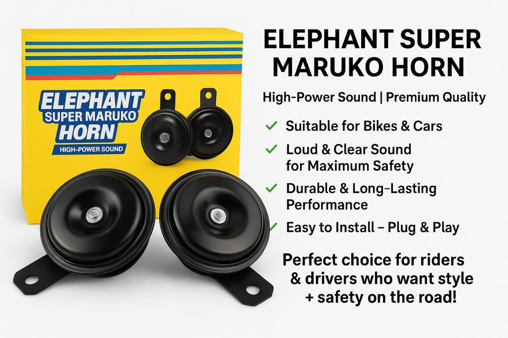 High Sound Elephant Horn for Cars &amp; Bikes – Super Loud 12V Universal Vehicle Horn | Durable, Long-Lasting, Clear &amp; Powerful Sound for Maximum Road Safety | Easy Plug &amp; Play Installation | Compatible with All Cars, Motorcycles &amp; Scooters